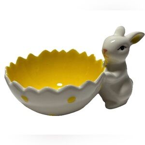 Vintage Porcelain Bunny Catch All/ Bunny Egg Candy Holder Spring Easter